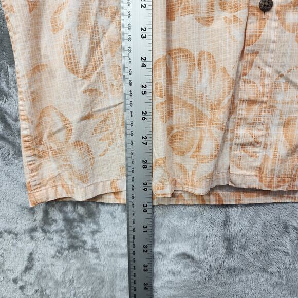 Moda Campia Moda Shirt Mens M Orange White Floral Cotton Short Sleeve Button Up - Picture 8 of 9